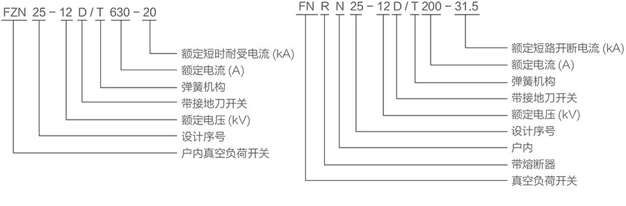 FZN25-12D/T630-20高壓真空負荷開(kāi)關型号含義